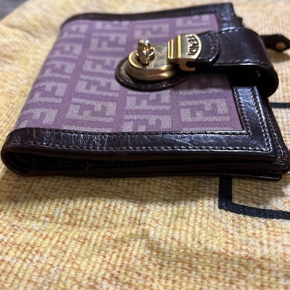 Vintage RARE Fendi FF Purple Canvas and Leather Wallet with dust bag - Picture 5 of 10